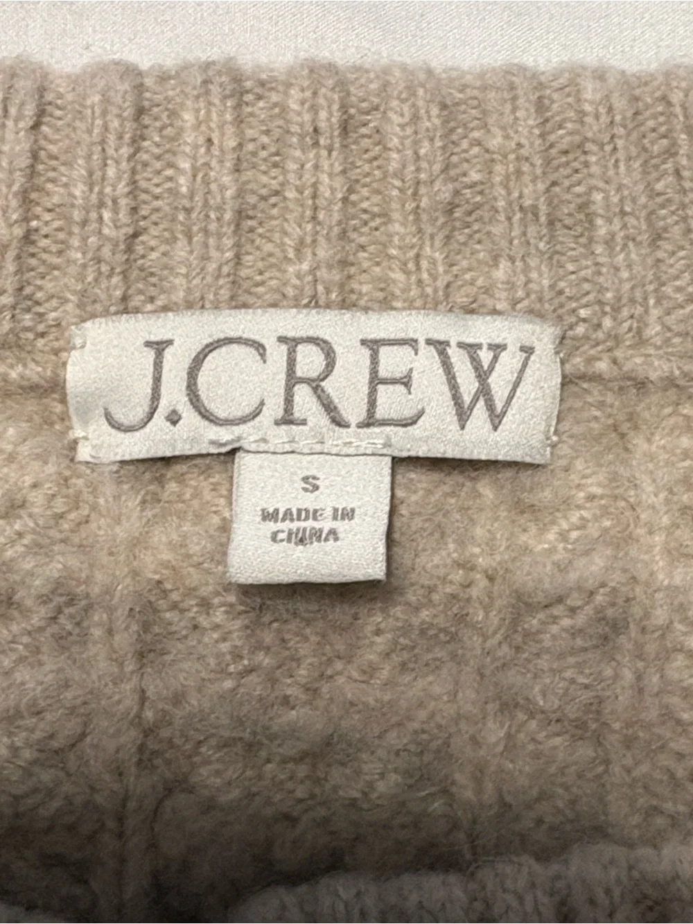 J. Crew Relaxed Cable Knit Cardigan Small Oatmeal Oversized Wool Cozy Layering